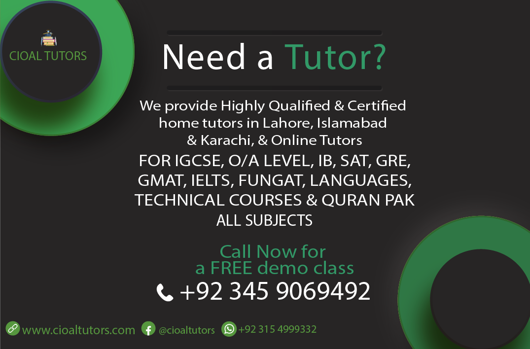 Home tuition in Lahore CIOAL TUTORS